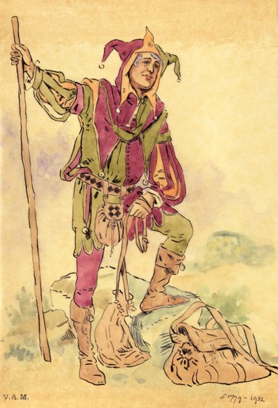 Kostuumontwerp voor een nar voor Een Midzomernachtsdroom c.1881-93 door C. Wilhelm